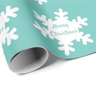 Papier Cadeau Flocon de neige Motif Turquoise blanc Joyeux Noël 