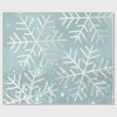 Papier Cadeau Flocon de neige Noël Fête Bleu Turquoise Gris Part (Plat)