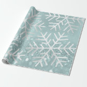 Papier Cadeau Flocon de neige Noël Fête Bleu Turquoise Gris Part (Déroulé)