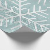 Papier Cadeau Flocon de neige Noël Fête Bleu Turquoise Gris Part (Coin)