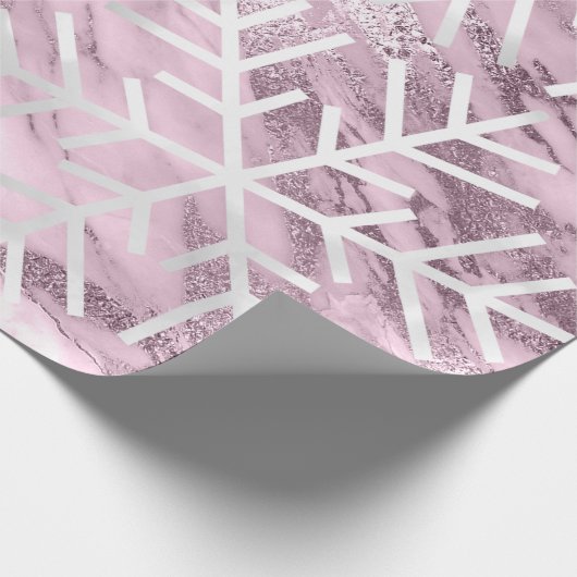 Papier Cadeau Flocon de neige Noël Marbre de Noël Mauve Puple (Coin)