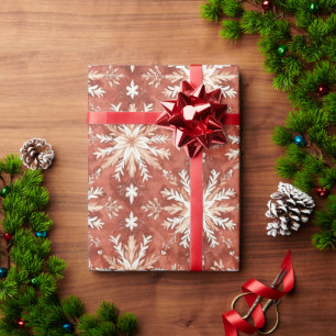 Papier Cadeau Flocon de Neige Peint Fêtes de Noël