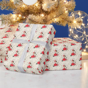 Papier Cadeau flocon de neige retro vintage de Noël fille