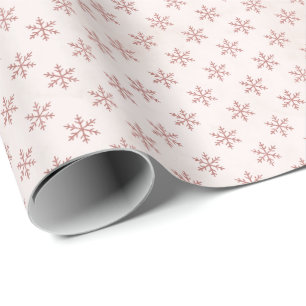 Papier Cadeau Flocon de neige rose élégant Noël