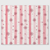 Papier Cadeau Flocon de neige rose et bande (Plat)