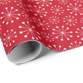 Papier Cadeau Flocon de neige rouge (Coin rond)