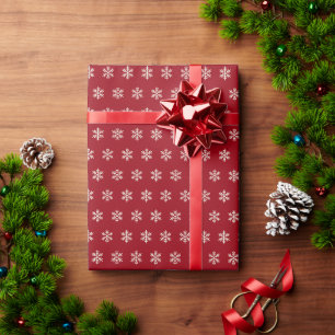 Papier Cadeau Flocon de neige rouge