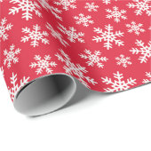 Papier Cadeau Flocon de neige rouge (Coin rond)