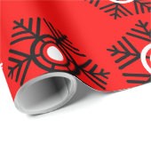 Papier Cadeau Flocon de neige rouge et blanc de Noël (Coin rond)