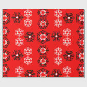 Papier Cadeau Flocon de neige rouge et blanc de Noël (Plat)
