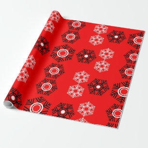 Papier Cadeau Flocon de neige rouge et blanc de Noël