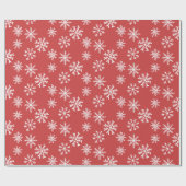Papier Cadeau Flocon de neige rouge et blanc Motif de Noël d'hiv (Plat)