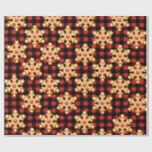 Papier Cadeau Flocon de neige rustique à base de buffle noir et  (Plat)