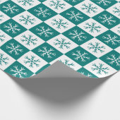 Papier Cadeau Flocon de neige turquoise À damiers Noël Motif (Coin)