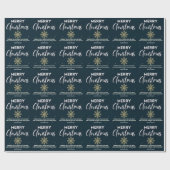 Papier Cadeau Flocon de neige vert foncé Joyeux Noël (Plat)