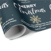 Papier Cadeau Flocon de neige vert foncé Joyeux Noël (Coin rond)