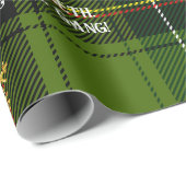 Papier Cadeau Flocon de neige vert Tartan or Noël personnalisé (Coin rond)