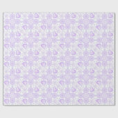 Papier Cadeau flocon de neige violet clair et coeur étincelant (Plat)