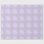 Papier Cadeau flocon de neige violet clair et coeur étincelant (Plat)