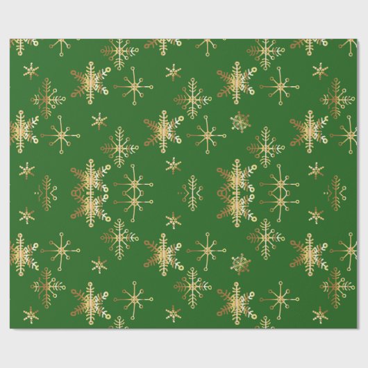 Papier Cadeau Flocon de Noël en Or (Plat)