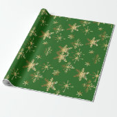 Papier Cadeau Flocon de Noël en Or (Déroulé)
