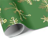 Papier Cadeau Flocon de Noël en Or (Coin rond)