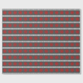 Papier Cadeau Flocon de Noël nordique motif gris rouge blanc (Plat)