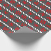 Papier Cadeau Flocon de Noël nordique motif gris rouge blanc (Coin)