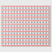 Papier Cadeau Flocon de Noël nordique motif gris rouge blanc (Plat)