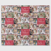 Papier Cadeau Flocon de Noël rouge 10 photos grille de collage (Plat)