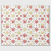 Papier Cadeau Flocon de Noël Rouge Or (Plat)