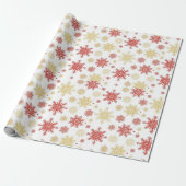 Papier Cadeau Flocon de Noël Rouge Or (Déroulé)