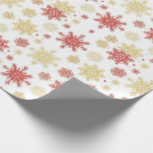 Papier Cadeau Flocon de Noël Rouge Or (Coin)