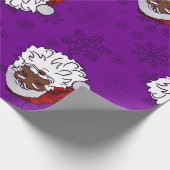Papier Cadeau flocon de Noël violet noir père Noël (Coin)