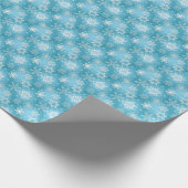 Papier Cadeau flocons blancs sur aqua (Coin)