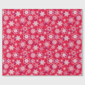 Papier Cadeau Flocons blancs sur fond rouge (Plat)