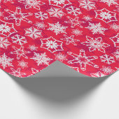 Papier Cadeau Flocons blancs sur fond rouge (Coin)