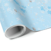 PAPIER CADEAU FLOCONS D'ARGENT (Coin rond)