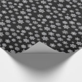 Papier Cadeau Flocons d'argent sur fond noir (Coin)