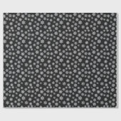 Papier Cadeau Flocons d'argent sur fond noir (Plat)