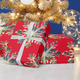 Papier Cadeau Flocons de neige aquarelle, couleurs magiques