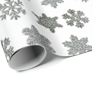 Papier Cadeau Flocons de neige argentés givrés gelés