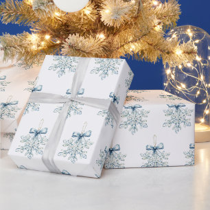 Papier Cadeau Flocons de neige blancs bleus Noël