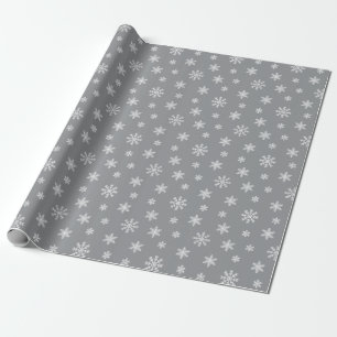 Papier Cadeau Flocons de neige blancs de Noël sur fond gris