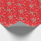 Papier Cadeau Flocons de neige blancs et verts sur un arrière - (Coin)