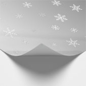 Papier Cadeau Flocons de neige blancs sur l'argent (Coin)