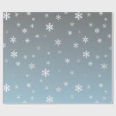 Papier Cadeau Flocons de neige blancs sur le bleu argenté (Plat)