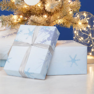 Papier Cadeau Flocons de neige bleu clair Joyeux Noël