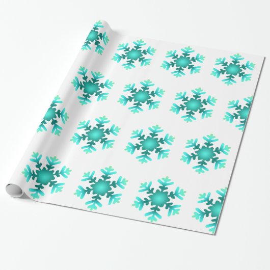 Papier Cadeau Flocons de Neige Bleus (Déroulé)