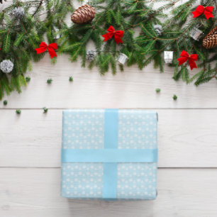 Papier Cadeau Flocons de neige bleus clair et blancs rustiques